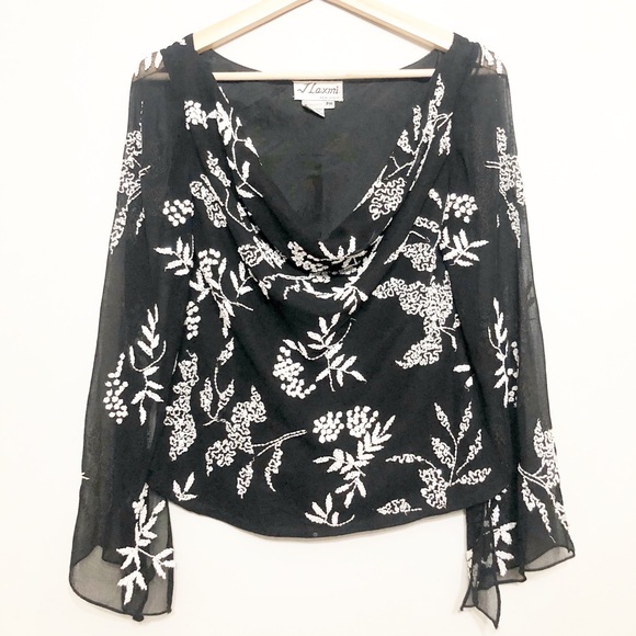 Vintage J Laxmi Beaded Top Petite Medium - Picture 1 of 7